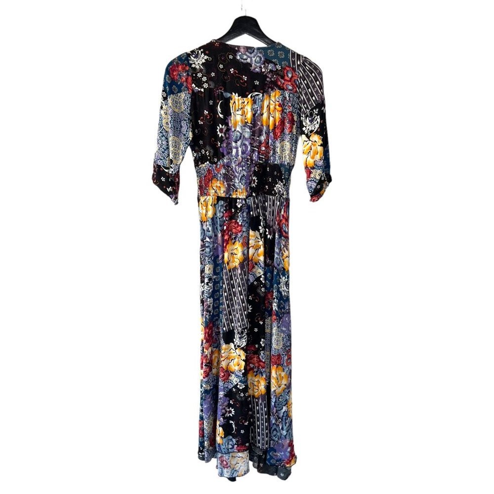 Jaase Black Multicolor Patchwork Button Up Half S… - image 4